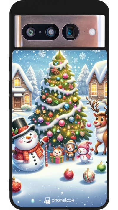 Google Pixel 8 Case Hülle - Silikon schwarz Weihnachten 2023 Schneemann und Tannenbaum Google Pixel 8 Case Hülle - Silikon schwarz Weihnachten 2023 Schneemann und Tannenbaum