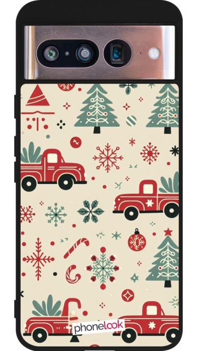 Google Pixel 8 Case Hülle - Silikon schwarz Weihnachten 2024 Lkw Tanne