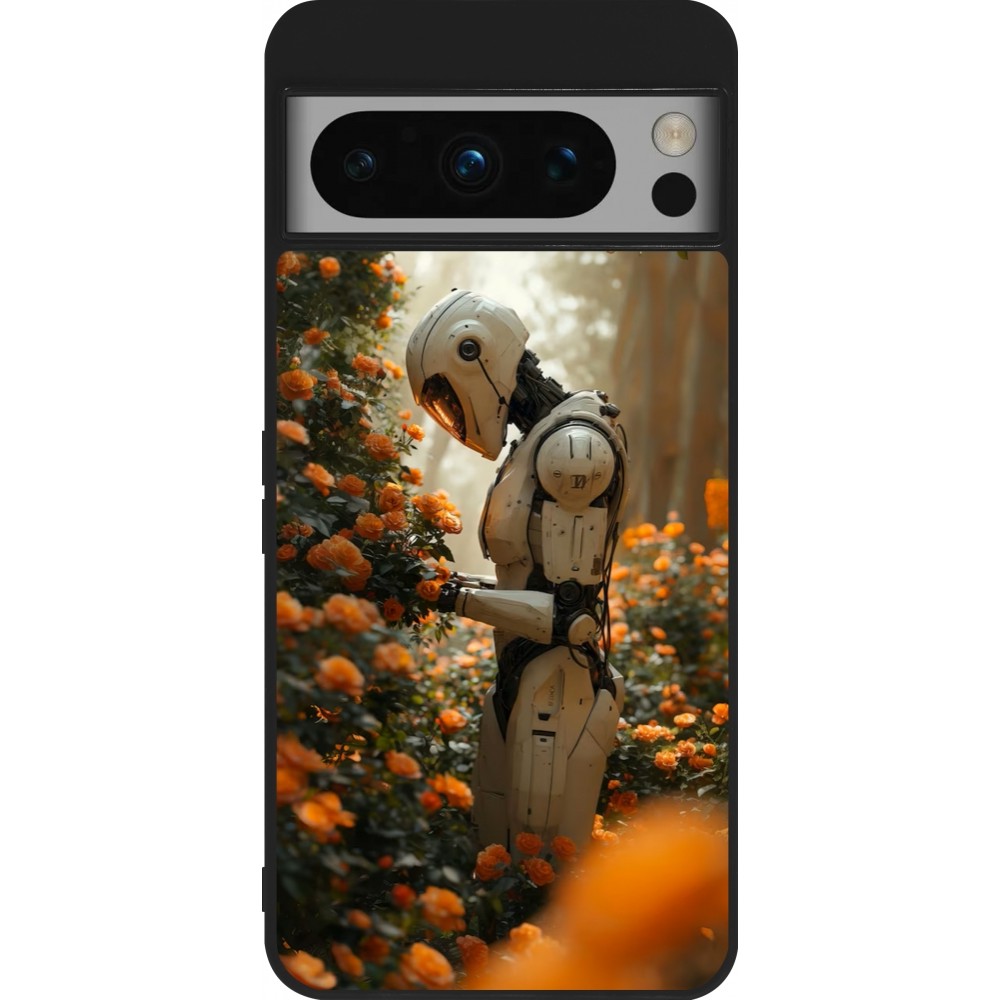 Coque Google Pixel 8 Pro - Silicone rigide noir Astronaut flowers 2025