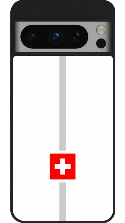 Coque Google Pixel 8 Pro - Silicone rigide noir Canton CH blanc