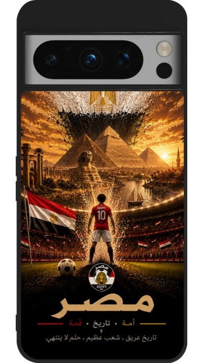Coque Google Pixel 8 Pro - Silicone rigide noir Football Égypte splash 2026
