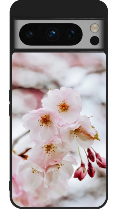 Coque Google Pixel 8 Pro - Silicone rigide noir Cherry tree Spring 2026