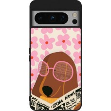 Coque Google Pixel 8 Pro - Silicone rigide noir Dog with newspaper Spring 2026