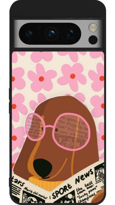 Coque Google Pixel 8 Pro - Silicone rigide noir Dog with newspaper Spring 2026