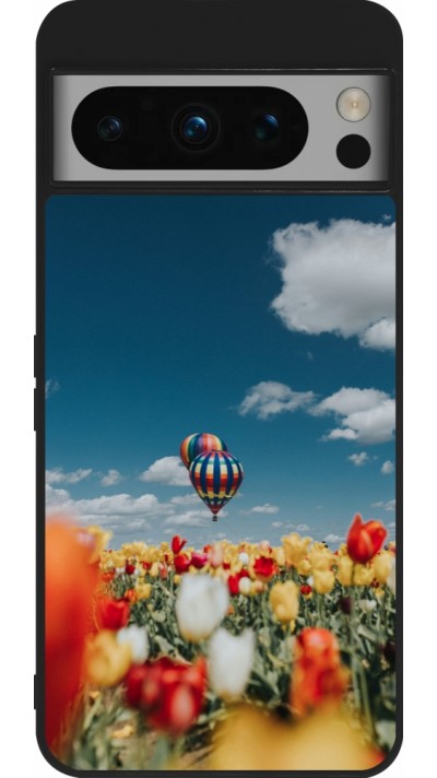 Coque Google Pixel 8 Pro - Silicone rigide noir Hot air balloon Spring 2026