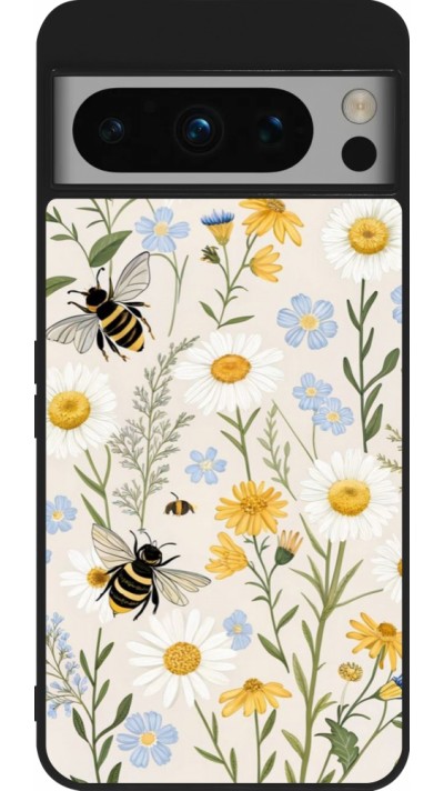 Coque Google Pixel 8 Pro - Silicone rigide noir Pattern bees Spring 2026