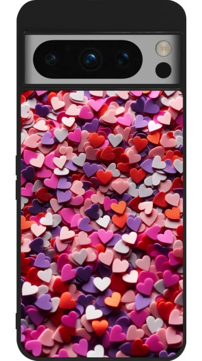 Google Pixel 8 Pro Case Hülle - Silikon schwarz Valentin 2025 Konfetti