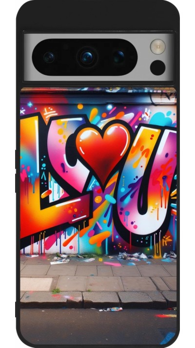 Google Pixel 8 Pro Case Hülle - Silikon schwarz Valentin 2025 Liebe U Tag