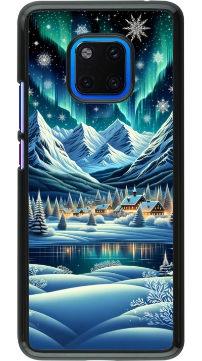 Huawei Mate 20 Pro Case Hülle - Verschneites Bergdorf am See in der Nacht