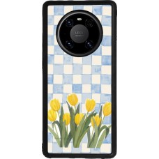 Coque Huawei Mate 40 Pro - Silicone rigide noir Blue vichy tulips Spring 2026