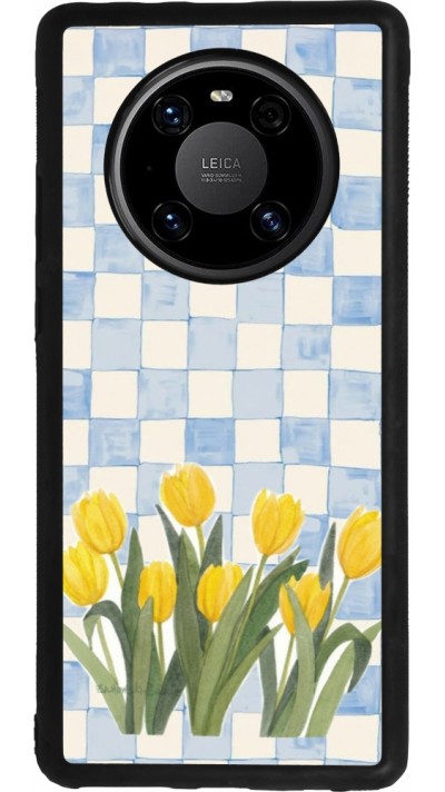 Coque Huawei Mate 40 Pro - Silicone rigide noir Blue vichy tulips Spring 2026