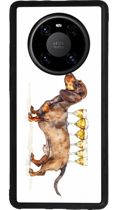 Coque Huawei Mate 40 Pro - Silicone rigide noir Wine Teckel
