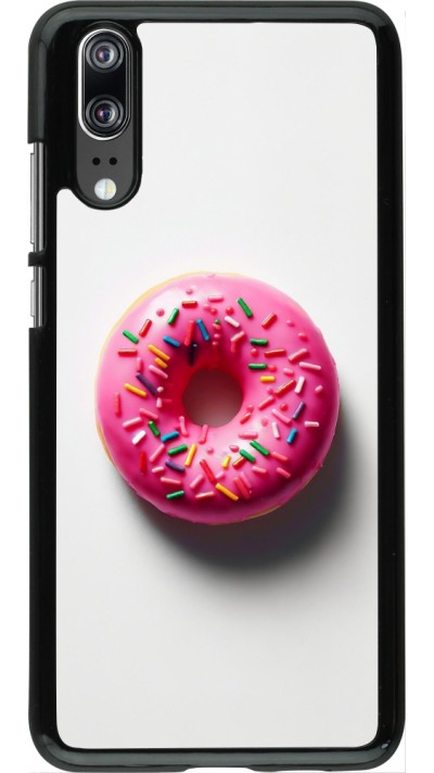 Coque Huawei P20 - Weißer Hintergrund, pinker Donut