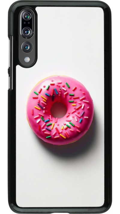 Huawei P20 Pro Case Hülle - Weisser Hintergrund, pinker Donut