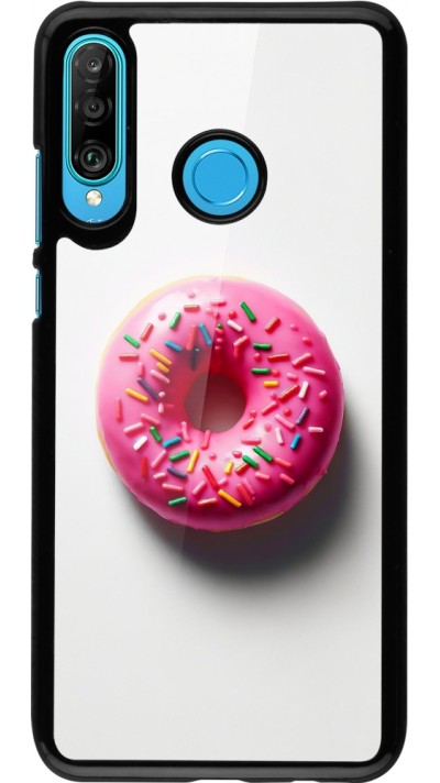 Coque Huawei P30 Lite - Weißer Hintergrund, pinker Donut