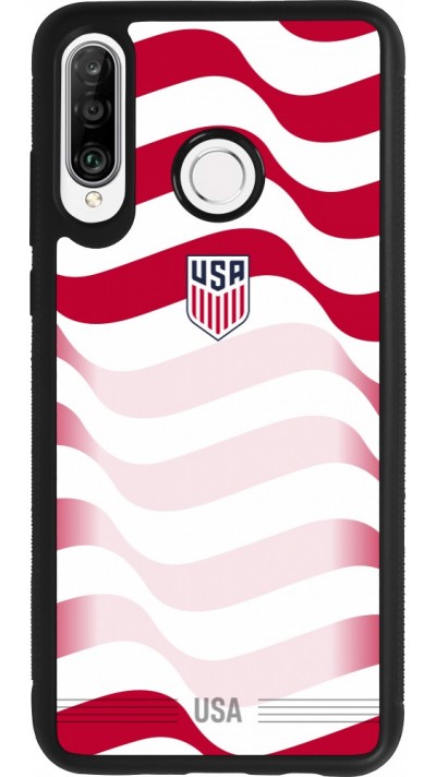 Coque Huawei P30 Lite - Silicone rigide noir Maillot de football États-Unis 2026 personnalisable