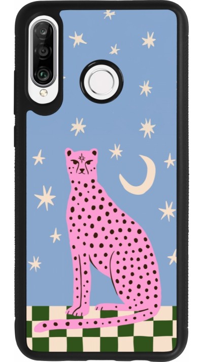 Huawei P30 Lite Case Hülle - Silikon schwarz Pink leopard with stars 2026