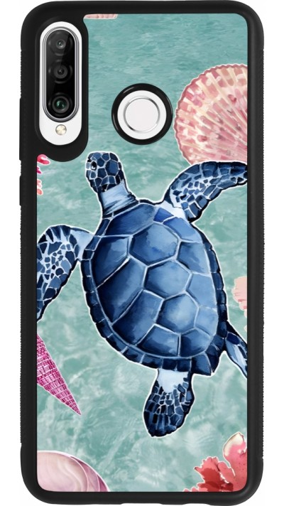Huawei P30 Lite Case Hülle - Silikon schwarz Preppy Turtle