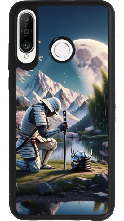 Huawei P30 Lite Case Hülle - Silikon schwarz Samurai Katana Mond
