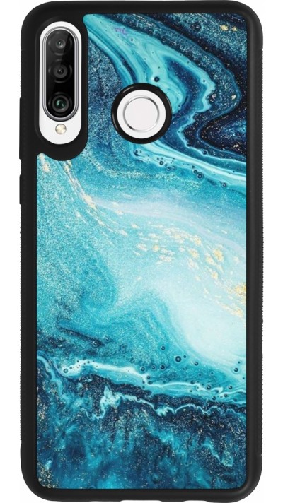 Huawei P30 Lite Case Hülle - Silikon schwarz Sea Foam Blue