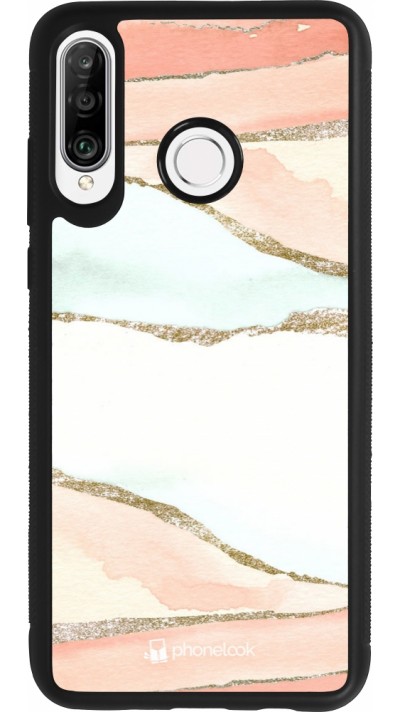 Huawei P30 Lite Case Hülle - Silikon schwarz Shimmering Orange