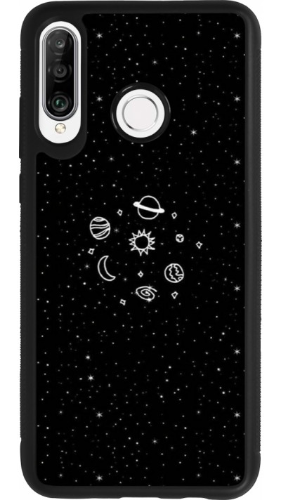 Huawei P30 Lite Case Hülle - Silikon schwarz Space Doodle
