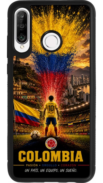 Coque Huawei P30 Lite - Silicone rigide noir Football Colombie splash 2026