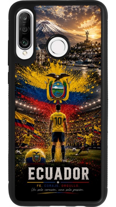 Coque Huawei P30 Lite - Silicone rigide noir Football Équateur splash 2026