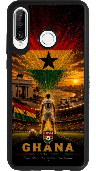 Coque Huawei P30 Lite - Silicone rigide noir Football Ghana splash 2026