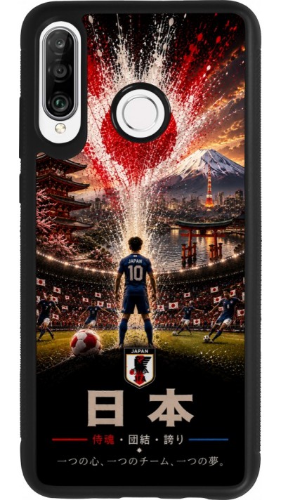 Coque Huawei P30 Lite - Silicone rigide noir Football Japon splash 2026
