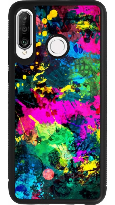 Huawei P30 Lite Case Hülle - Silikon schwarz Splash paint