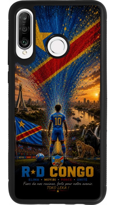 Coque Huawei P30 Lite - Silicone rigide noir Football République démocratique du Congo splash 2026