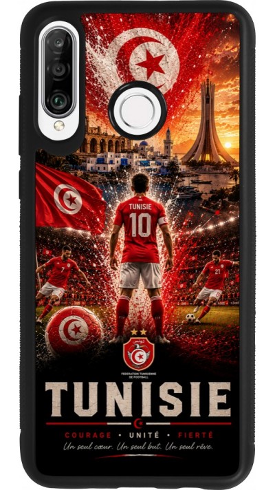 Coque Huawei P30 Lite - Silicone rigide noir Football Tunisie splash 2026