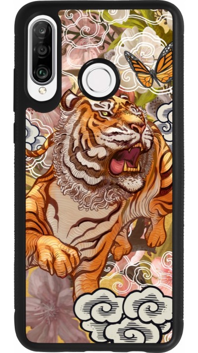 Huawei P30 Lite Case Hülle - Silikon schwarz Spring 23 japanese tiger