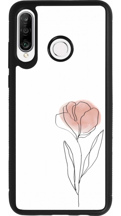 Huawei P30 Lite Case Hülle - Silikon schwarz Spring 23 minimalist flower