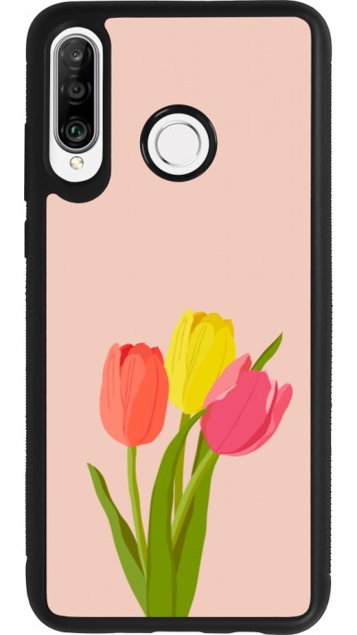 Huawei P30 Lite Case Hülle - Silikon schwarz Spring 23 tulip trio