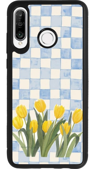 Coque Huawei P30 Lite - Silicone rigide noir Blue vichy tulips Spring 2026