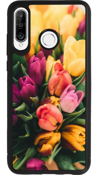 Coque Huawei P30 Lite - Silicone rigide noir Bouquet of tulips Spring 2026