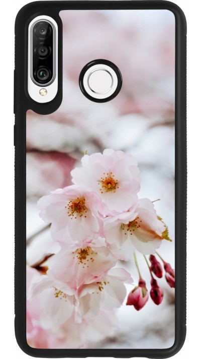 Coque Huawei P30 Lite - Silicone rigide noir Cherry tree Spring 2026