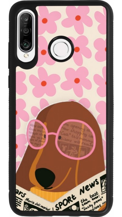 Coque Huawei P30 Lite - Silicone rigide noir Dog with newspaper Spring 2026