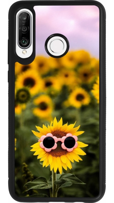 Coque Huawei P30 Lite - Silicone rigide noir Sunflower with glasses Spring 2026