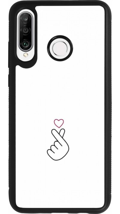 Coque Huawei P30 Lite - Silicone rigide noir Valentine 2024 heat by Millennials