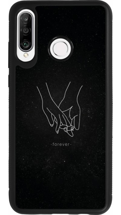 Coque Huawei P30 Lite - Silicone rigide noir Valentine 2023 hands forever