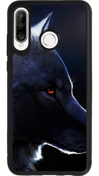 Coque Huawei P30 Lite - Silicone rigide noir Wolf Shape