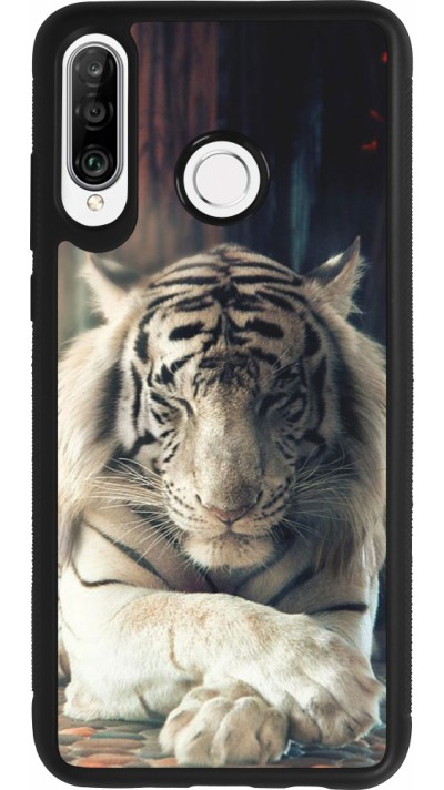 Coque Huawei P30 Lite - Silicone rigide noir Zen Tiger