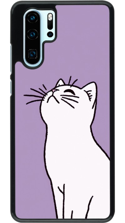 Coque Huawei P30 Pro - Chat sur fond violet
