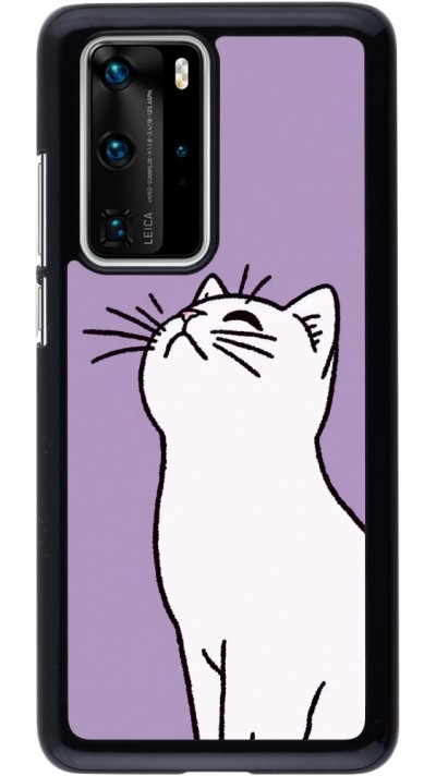 Coque Huawei P40 Pro - Chat sur fond violet