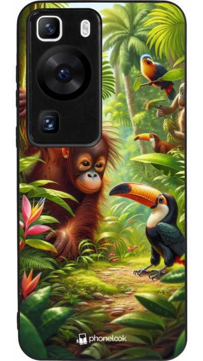 Huawei P60 Case Hülle - Silikon schwarz Tropischer Dschungel Tayrona