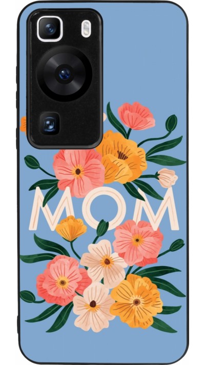 Coque Huawei P60 - Silicone rigide noir Mom 2026 Flowers