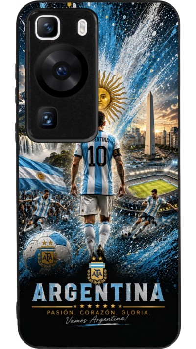 Coque Huawei P60 - Silicone rigide noir Football Argentine splash 2026